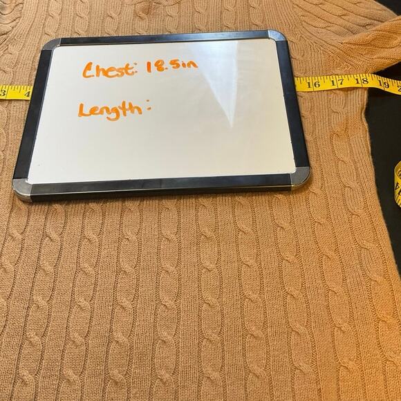 J. Crew Tan Cable Knit Crew Neck Wool Angora Cashmere Blend Sweater Size L - Picture 5 of 6